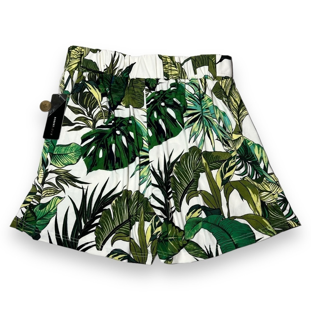 Robert Louis Women’s Pull On Tropical Leaf Shorts Green White Size 1X - Picture 4 of 5